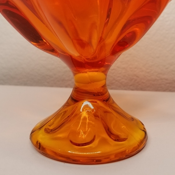 Viking Epic 6 Petal Persimmon Handkerchief Vase Compote Art Glass 7"x6.5 Vintage - Picture 6 of 11